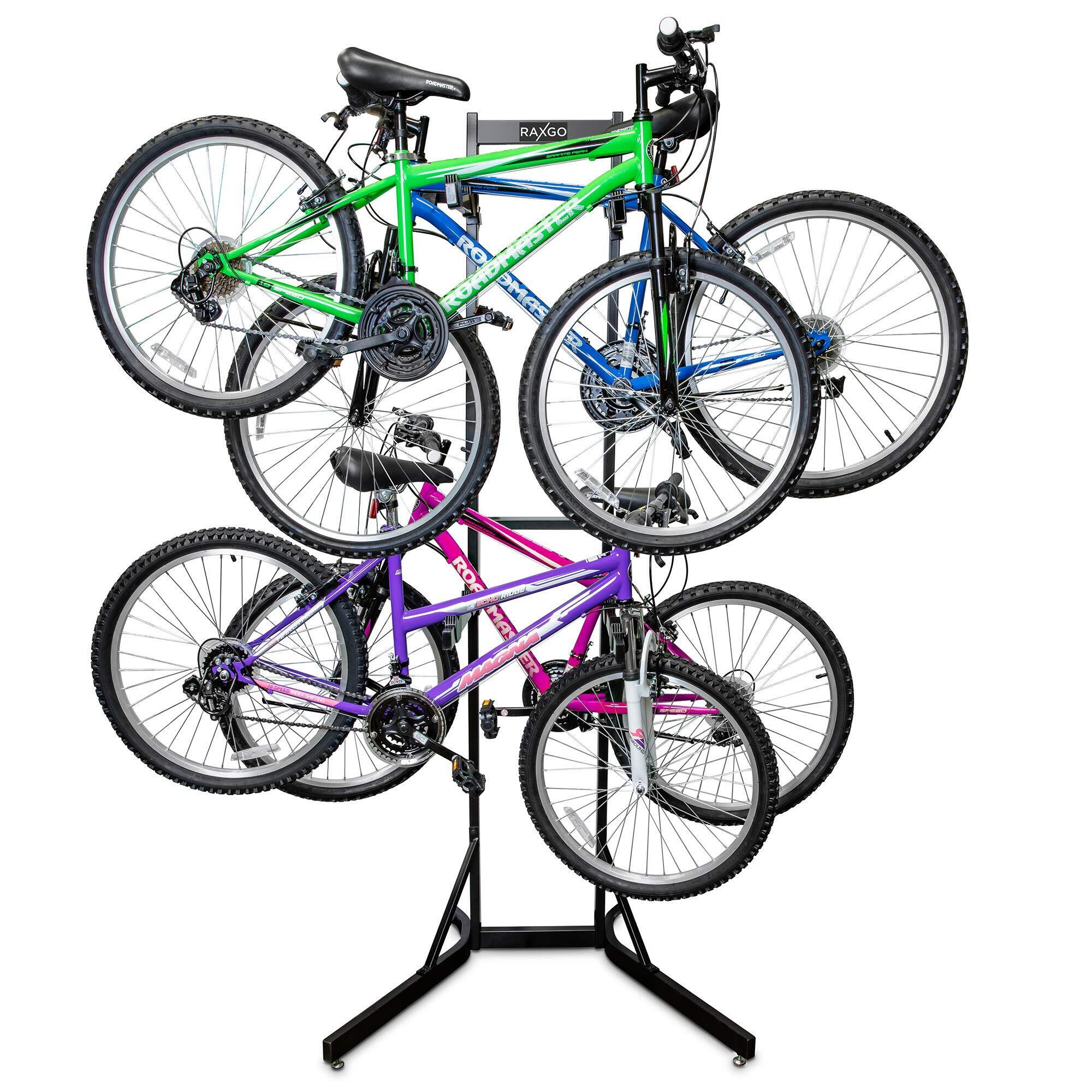 RaxGo, Freestanding 4-Bike Rack with Adjustable Height, Bike Capacity 4 Load Capacity 45 lb, Model# RGFSBR4